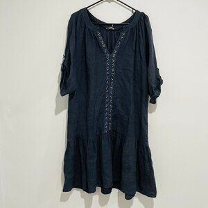 Piazza Roma Blue Bead Pattern Dress Size M
